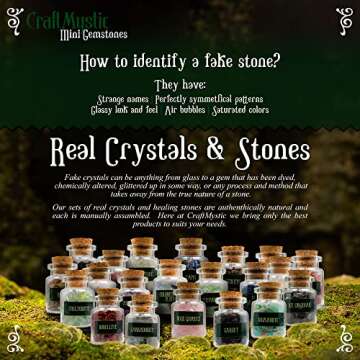Crystals for Witchcraft Supplies in Spell Jars - 21 Set of Mini Real Chakra Crystals and Healing Sto...