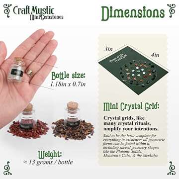 Crystals for Witchcraft Supplies in Spell Jars - 21 Set of Mini Real Chakra Crystals and Healing Stones - Raw Gemstones Chips Wiccan Decor Tools Altar - Witchy Gifts for Women Metaphysical Beginners