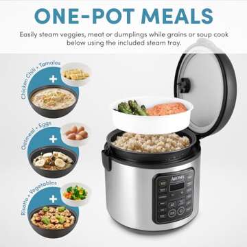 Aroma Housewares ARC-5200SB 2O2O Model Rice & Grain Cooker, Sauté, Slow Cook, Steam, Stew, Oatmeal,...