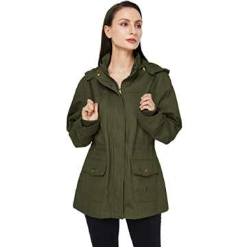 WenVen Women's Utility Cotton Military Anorak Jacket