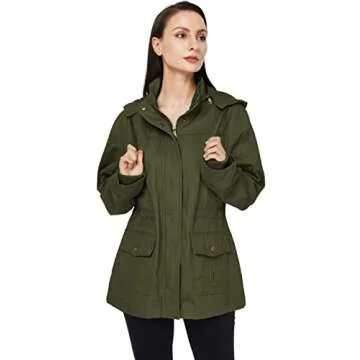 WenVen Women's Utility Cotton Military Anorak Jacket