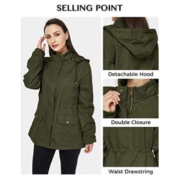 WenVen Women's Utility Cotton Military Anorak Jacket