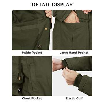 WenVen Women's Utility Cotton Military Anorak Jacket