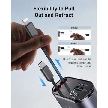 Retractable Fast Car Phone Charger 100W for All Devices