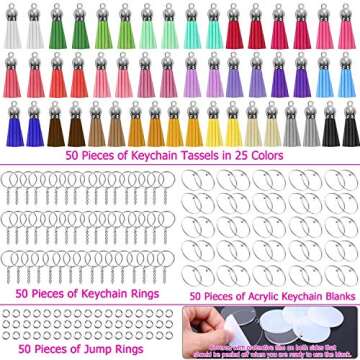 Shynek Acrylic Blank Keychains Kit, 200 Pcs for Vinyl Crafting