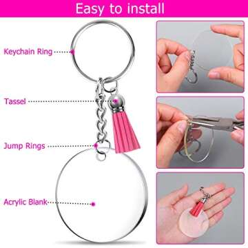 Shynek Acrylic Blank Keychains, 200 Pcs Craft Kit