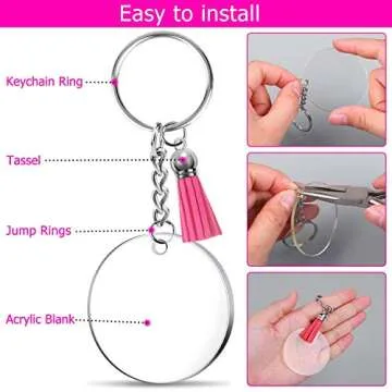 Shynek Acrylic Blank Keychains, 200 Pcs Craft Kit