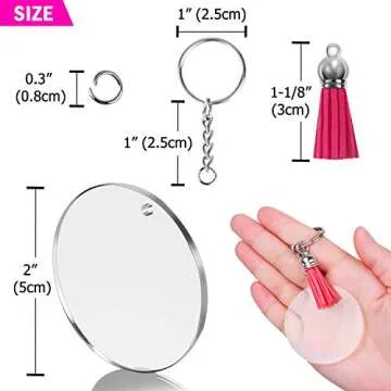 Shynek Acrylic Blank Keychains, 200 Pcs Craft Kit