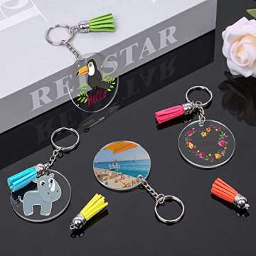 Shynek Acrylic Blank Keychains, 200 Pcs Craft Kit