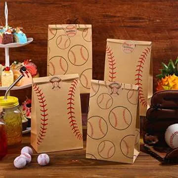 24 Baseball Themed Gift Bags for Kids Birthday Party