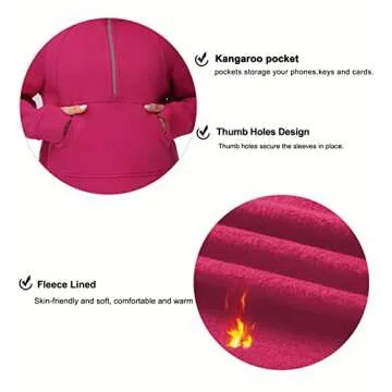THE GYM PEOPLE Women's Half Zip Pullover Sweatshirt Fleece Stand Collar Crop Sweatshirt with Pockets Thumb Hole