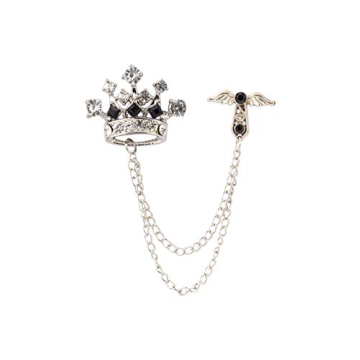 Knighthood Brooch Suit Pin - Rhinestones Crown and Tassel Lapel Pin Accessory