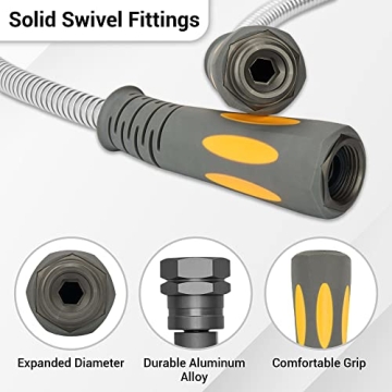 TheFitLife Flexible Metal Garden Hose 50 FT Lightweight Stainless Steel