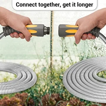 TheFitLife Flexible Metal Garden Hose 50 FT Lightweight Stainless Steel
