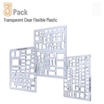 Mr. Pen - 3 Piece Architectural Drawing Templates for Design and Drafting