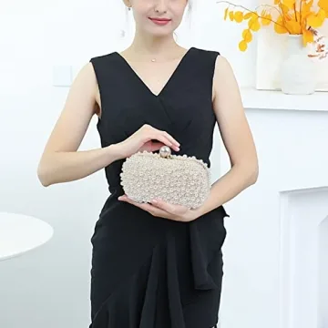 YYIHER Pearl Clutch Elegant Evening Handbags for Women