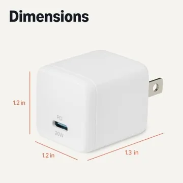 Amazon Basics 20W USB C Nano GaN Wall Charger for Fast Charging