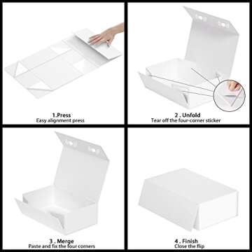 RYDDOY White Gift Box, 9.5x6x3'' Gift boxes for Presents with Lids Magnetic Closure Rectangle Collapsible for Bridesmaid Proposal Box, Wedding, Christmas, Halloween, Birthday Gift Packging