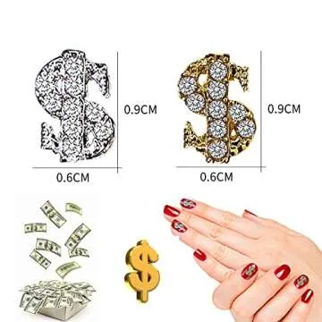 SILPECWEE 30pcs Dollar Sign Nail Charms for Elegant Nail Art Decoration