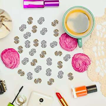 SILPECWEE 30pcs Dollar Sign Nail Charms Gold Silver Nail Jewels 3d Nail Art Charms Money Design Nail Rhinestone And Charms Nail Studs Nail Decoration Kit