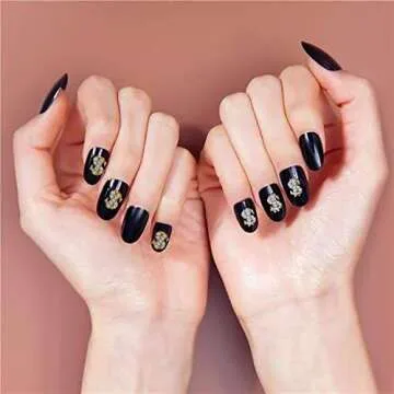 SILPECWEE 30pcs Dollar Sign Nail Charms Gold Silver Kit