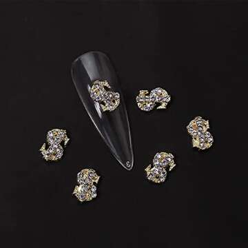 SILPECWEE 30pcs Dollar Sign Nail Charms Gold Silver Nail Jewels 3d Nail Art Charms Money Design Nail Rhinestone And Charms Nail Studs Nail Decoration Kit