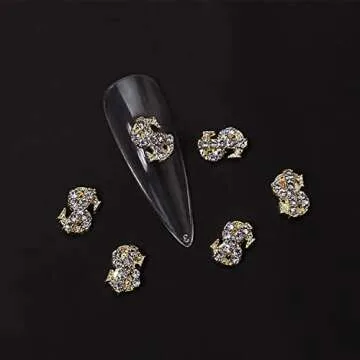 SILPECWEE 30pcs Dollar Sign Nail Charms Gold Silver Kit