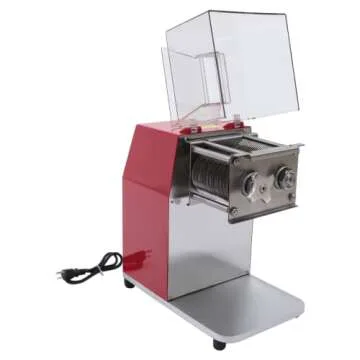 Commercial Meat Cutting Machine, 1100W Meat Shredding Machine, 3.5mm Blade Electric Meat Cutter, Stainless Steel Restaurant Food Cutter, for Kitchen Supermarket Lamb Beef Chicken, Red
