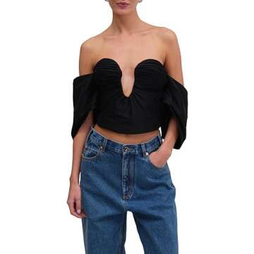 Ronny Kobo Women's Off The Shoulder Marco Top, Jet Black