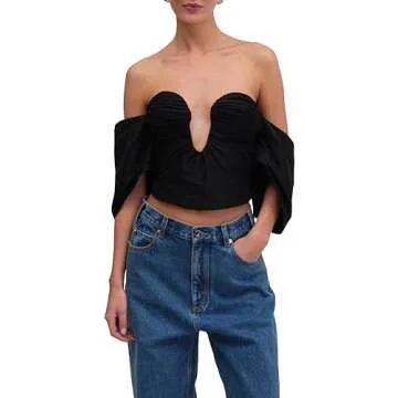 Ronny Kobo Women's Off The Shoulder Marco Top, Jet Black