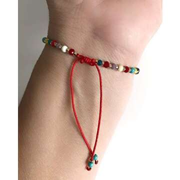 Saint Benedict Rainbow Bead Bracelets for Women Evil Eye Hamsa Pendants