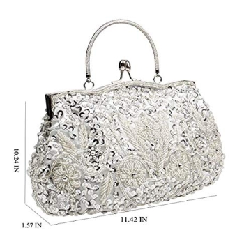 EROUGE Beaded Sequin Flower Evening Purse for Style