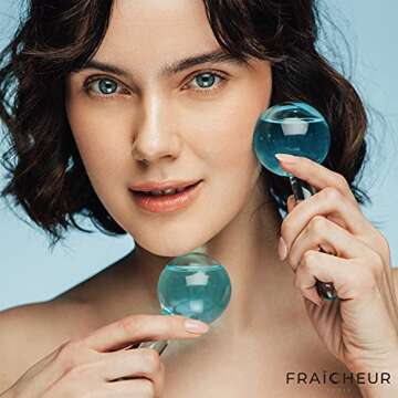 FRAÎCHEUR ICE GLOBES | Frozen Cryo Roller for Cold Facial Massage | Skincare Cooling Glass Massager...