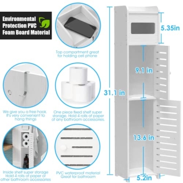 WODETREE Compact Bathroom Storage Cabinet for Small Spaces