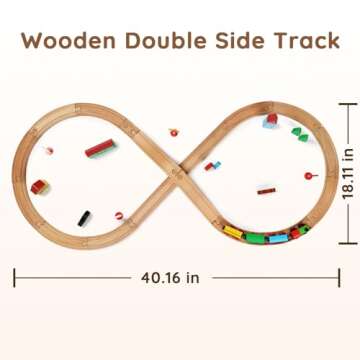 SainSmart Jr. Wooden Train Set for Toddler with Double-Side Train Tracks Fits Brio, Thomas, Melissa ...