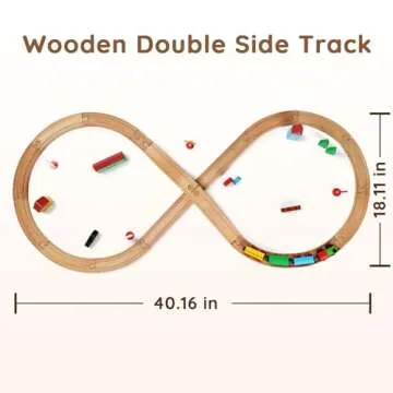 SainSmart Jr. Wooden Train Set for Toddler with Double-Side Train Tracks Fits Brio, Thomas, Melissa ...