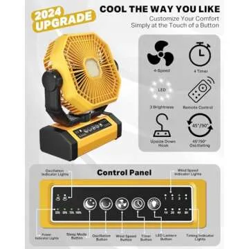 Portable Rechargeable Fan with LED Light for Camping