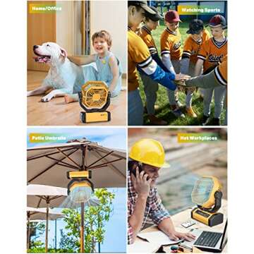 Portable Rechargeable Fan with LED Light for Camping