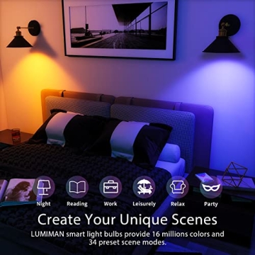 LUMIMAN Smart Light Bulbs with Alexa Integration, 2 Pack