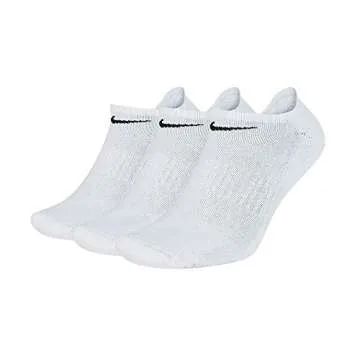 Nike Everyday Cushion No Show Socks, Unisex Nike Socks with Sweat-Wicking Technology (Pack of 3 Pairs of Socks), White/Black, Large