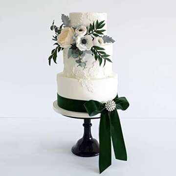 BokingOne Dark Green Velvet Ribbon 1 Inch X 30 Yds Wide Vintage Nylon Velvet Wired Ribbon with Spool...