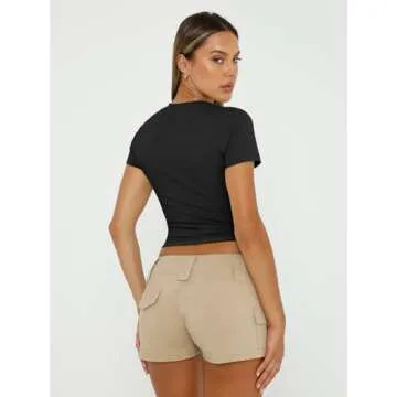 Trendy Queen Basic Scoop Neck Crop Tops for Women