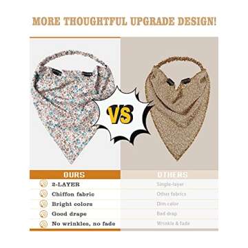 AWAYTR Women's Hair Scarf Headband - 3 PCS Chiffon Head Kerchief Headband Print Floral with Hair Clips (Pink/Beige/Red)