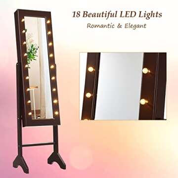 Giantex Jewelry Armoire with LED Lights and Full-length Mirror