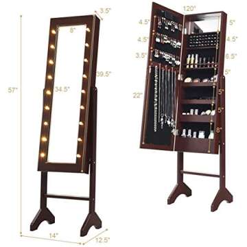 Giantex Jewelry Armoire with LED Lights and Full-length Mirror
