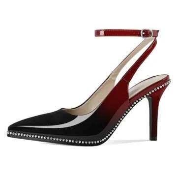 Soireelady Women’s Black Red Slingback Heels Pumps