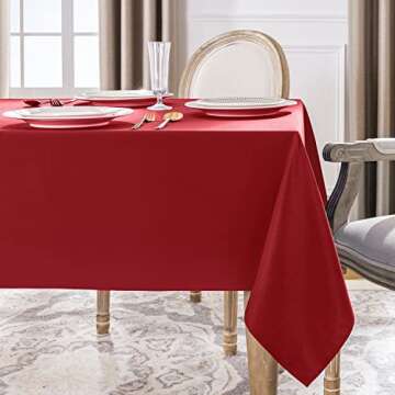Softalker Rectangle Tablecloth, Waterproof & Stain Resistant Table Cloths Wrinkle Free Fabric Washable 210GSM Polyester Table Cover for Dining/Party/Outdoor - 60 x 84 inch,Red