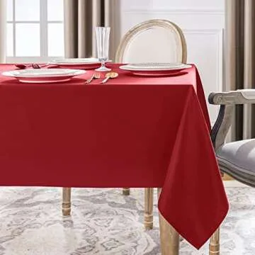 Softalker Rectangle Tablecloth, Waterproof & Stain Resistant Table Cloths Wrinkle Free Fabric Washable 210GSM Polyester Table Cover for Dining/Party/Outdoor - 60 x 84 inch,Red