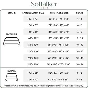 Softalker Rectangle Tablecloth, Waterproof & Stain Resistant Table Cloths Wrinkle Free Fabric Washable 210GSM Polyester Table Cover for Dining/Party/Outdoor - 60 x 84 inch,Red