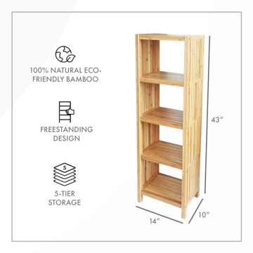 ToiletTree Products Bamboo Freestanding Organizing Shelf - Wooden Bathroom Shelf to Store Toiletries...